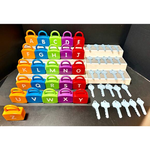 Lakeshore Alphabet Learning Locks 26 locks & keys upper & lowercase letters - Picture 1 of 7